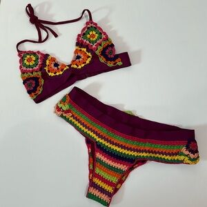 Agua Bendita Multicolor Crochet Bikini